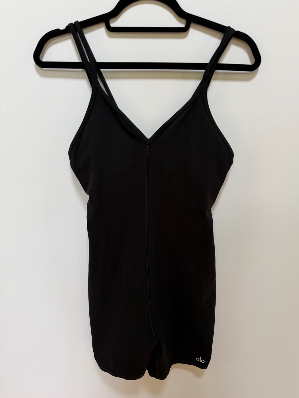 Alo Yoga Suns Out One-Piece Shorts Bodysuit, Color Black, Size Medium